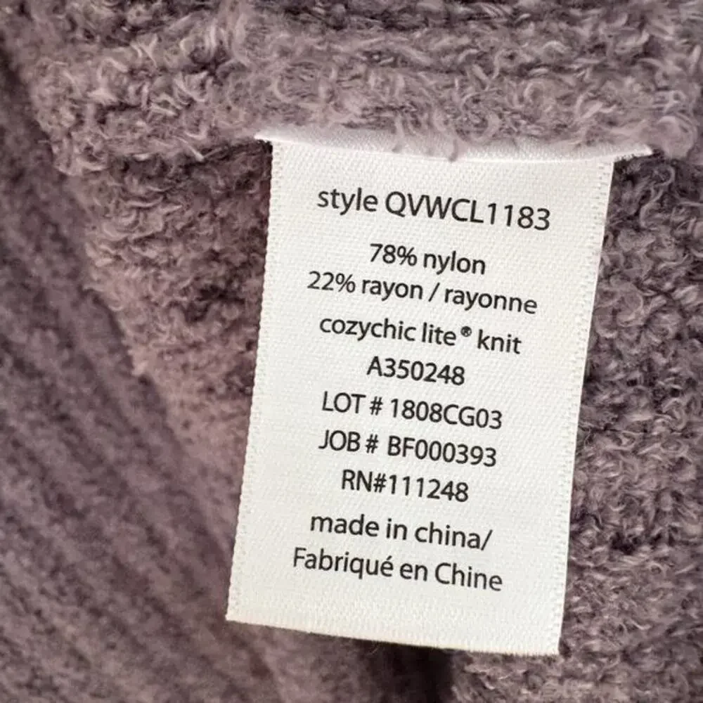 BAREFOOT DREAMS Open Front Cardigan Sweater Cozychic Lite Purple/Gray Cozy L/XL
